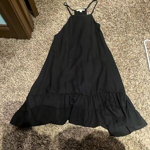 Black high neck ruffle dress